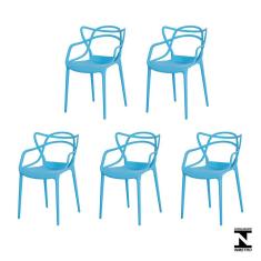 Kit 5 Cadeiras Allegra Azul Sala Cozinha Jantar