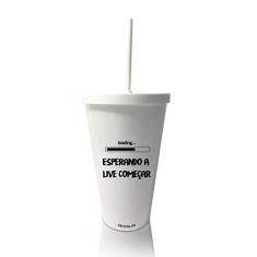 Kit 8 Copos Com Tampa e Canudo Branco Personalizado