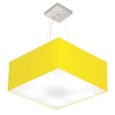 Lustre Pendente Quadrado Md-4006 Cúpula Em Tecido 21/50x50cm