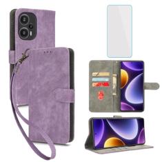 IUQXU Capa carteira para celular Xiaomi Poco F5 5G com protetor de tela [bloqueio RFID] Suporte de cartão flip de couro alça de pulso feminina masculina capa de celular para Xiaomi PocoF5 Poco F 5 5G