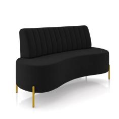 Sofá 2 Lugares Living 135cm Pé Ferro Dourado Maraú Veludo Preto K01 - D`Rossi