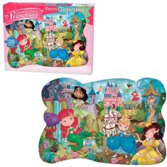 Quebra Cabeça Gigante Princesas Com 28 Peças Jogo Infantil Pedagógico