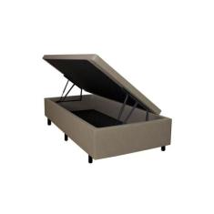 Cama Box Baú Solteiro 88x188x42cm Bege com Pistão a Gás - B&G