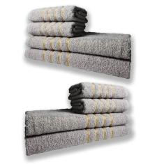 2 Jogos De 4 Toalhas 4 Banho 4 Rosto Montreal 100% Algodão Cinza