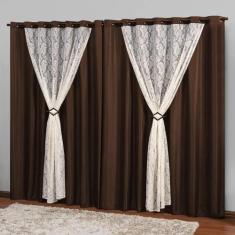 Cortina Grande Sala e Quarto 3,00X2,50 Tecido Renda Marrocos - Casa Im