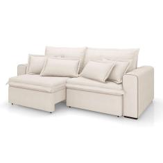 Sofá 3 Lugares Retrátil e Reclinável Cannes Linho Bouclé Cru 200 cm