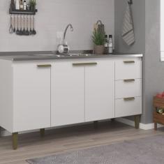 Balcão de Pia para Cozinha 3 Portas 3 Gavetas