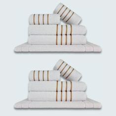 Jogo De Toalhas 10Pçs Coleção Dubai100%Algodão Branco+Branco