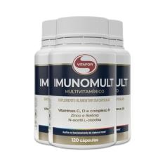 Kit 3 Imunomult Multivitamínico Vitafor 120 Cápsulas