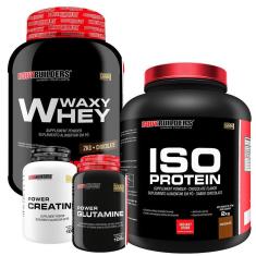 Kit Whey Protein Waxy whey 2Kg + Whey Protein Iso Protein 2Kg + Creatina 100g + Glutamina - BB-Unissex