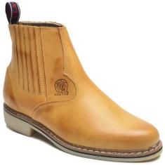 Botina Masculina em Couro De Sola Látex - CLA CLE, Bege, 40