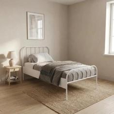 Cama Solteiro em Aço Tubular Xjulia Branco Yescasa