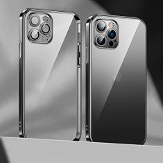 Capa de telefone com revestimento de lente para iPhone 14 11 12 13 Pro Max Mini XS XR 7 8 14 Plus SE 2020 Capa de proteção de câmera de luxo, preta, para 7 Plus 8 Plus