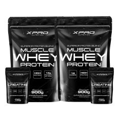 Kit 2x Whey Protein Muscle Whey 900g + 2x Creatina 100g - XPRO Nutrition-Unissex