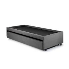 Bicama Box para Dois Colchões Solteirão Suede Cinza