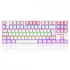 TECLADO GAMER REDRAGON DAKSA BRANCO E ROSA COM SWITCH MARROM