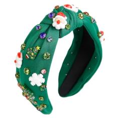 Tobeffect Faixa de cabeça Chritsmas para mulheres e meninas, lindas faixas de cabelo com nó antiderrapante, enfeites de Natal, faixa de cabeça de strass, faixas de cabelo largas de Natal, acessórios