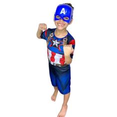 Fantasia Infantil Curta Capitão America Enchimento E Máscara - Alicia 