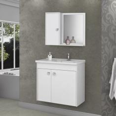 Gabinete para Banheiro com Cuba e Espelheira Munique Móveis Bechara Branco