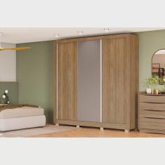 Guarda-roupa 3 Portas de Correr e 2 Gavetas com Pés