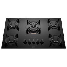 Cooktop a Gás Atlas U Top 5 Bocas Tripla Chama Mesa de Vidro Preto Bivolt