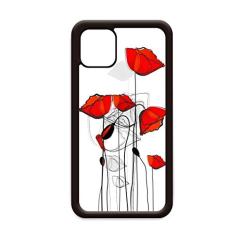 Arte abstrata de flores vermelhas com pintura de milho para iPhone 11 Pro Max capa para celular Apple