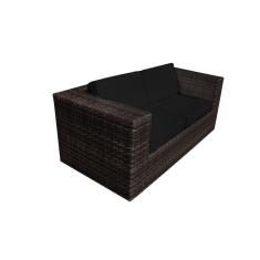 Sofá de 2 Lugares Copacabana Quadrado em Junco Almofada Preta - Café