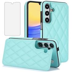 Asuwish Capa de telefone para Samsung Galaxy A15 5G/4G Capa carteira com protetor de tela de vidro temperado e suporte de cartão de crédito RFID de couro com compartimento para suporte, acessórios