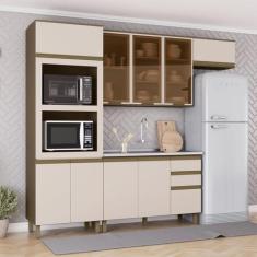Cozinha Completa 4 Peças 100% Mdf com Portas de Vidro Connect - Henn