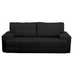 Sofá 3 Lugares Sala de Estar Roma 230 cm Couro Preto - Gran Belo