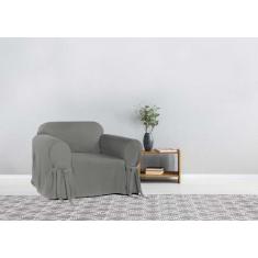 Capa e Protetor de Sofá Exclusivo 1 Lugar em Brim Peletizado Cinza Gra
