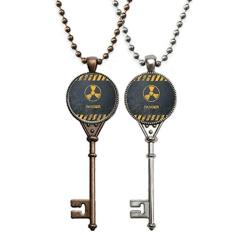 OFFbb-USA Logotipo Radioativo Substâncias Aviso Chaveiro Colar Pingente Joias Decoração Casal