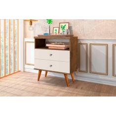 Mesa De Cabeceira Status 2 gavetas Jequitibá/Off White - J&A  Móveis