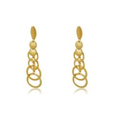 Brinco Médio Com Círculos Diferentes Folheado F027 - Floratta Joias