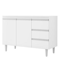 Balcão Gabinete Para Pia 100cm Com Tampo 2 Portas Andréia Branco - Ajl Móveis