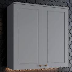 Armário Aéreo Cozinha 80 Cm Americana 2 Portas 100% Mdf Cinza - Henn, 