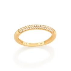 Anel Meia Aliança Banhado Ouro Com Zircônias Rommanel 512972, 18