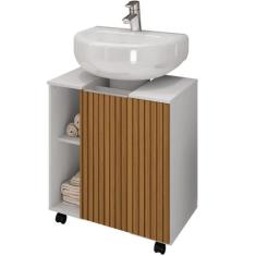 Gabinete de Coluna Para Banheiro 01 Porta com Rodízios Pequin B02 Bran