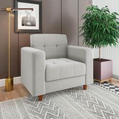 Poltrona Arezzo Linho Pés Chanfrado Castanho D01 - D'Rossi, A05 Cinza