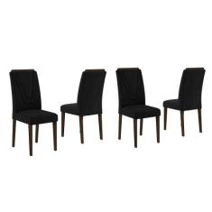Conjunto 4 Cadeiras Lima Imbuia/ Preto - Moveis Arapongas