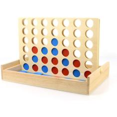 Wooden 4 em um Jogo de Linha, iRunning Foldable Board Line Up 4 Jogo, Clássico Brinquedo de Família, Jogo de Tabuleiro de Viagem para Crianças e Famíl