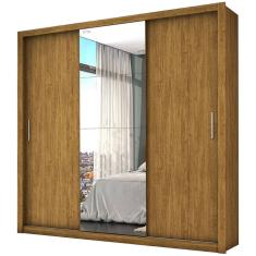 Guarda Roupa Berlim COM Espelho Casal 3 Portas 4 Gavetas Cor Cinamomo
