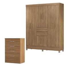 Cômoda Astral e Guarda Roupa Casal Munique Amêndola Touch - Demóbile