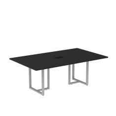 Mesa de Reunião Retangular com Power Box 200x90cm Mr2000p25tub Preto/Cinza