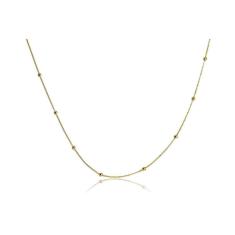 Colar Corrente Italiana Bolinha Dourada Folheado Em Ouro 18K