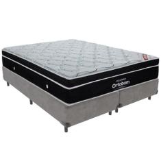 Cama Box e Colchão Elegant Molas Ensacadas King Ortobom,  Cinza