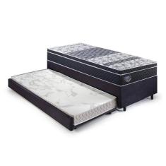 Bicama Box Solteiro King com Colchão Gran Sleep Ecoflex Molas Verticoil Suede 96x203cm Preto