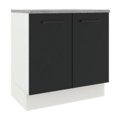 Balcão Madesa Agata 80cm 2 Portas Branco Preto