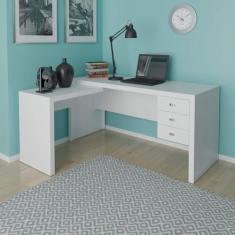 Mesa para Escritório de Canto 3 gavetas ME4106 Tecnomóbili, Branco