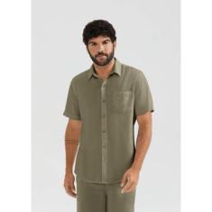 Camisa Básica Hering Manga Curta Slim Em Linho Masculina-Masculino